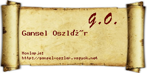 Gansel Oszlár névjegykártya